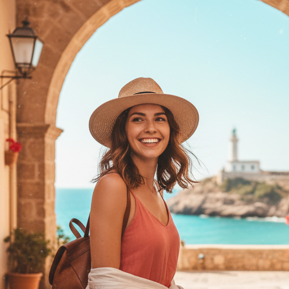 Young woman instagram photo from travelling